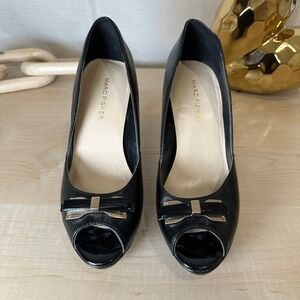 MARC FISHER Marsha Peep Toe‎ Bow Black Pumps